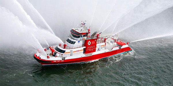 FDNY fire boat spraying water